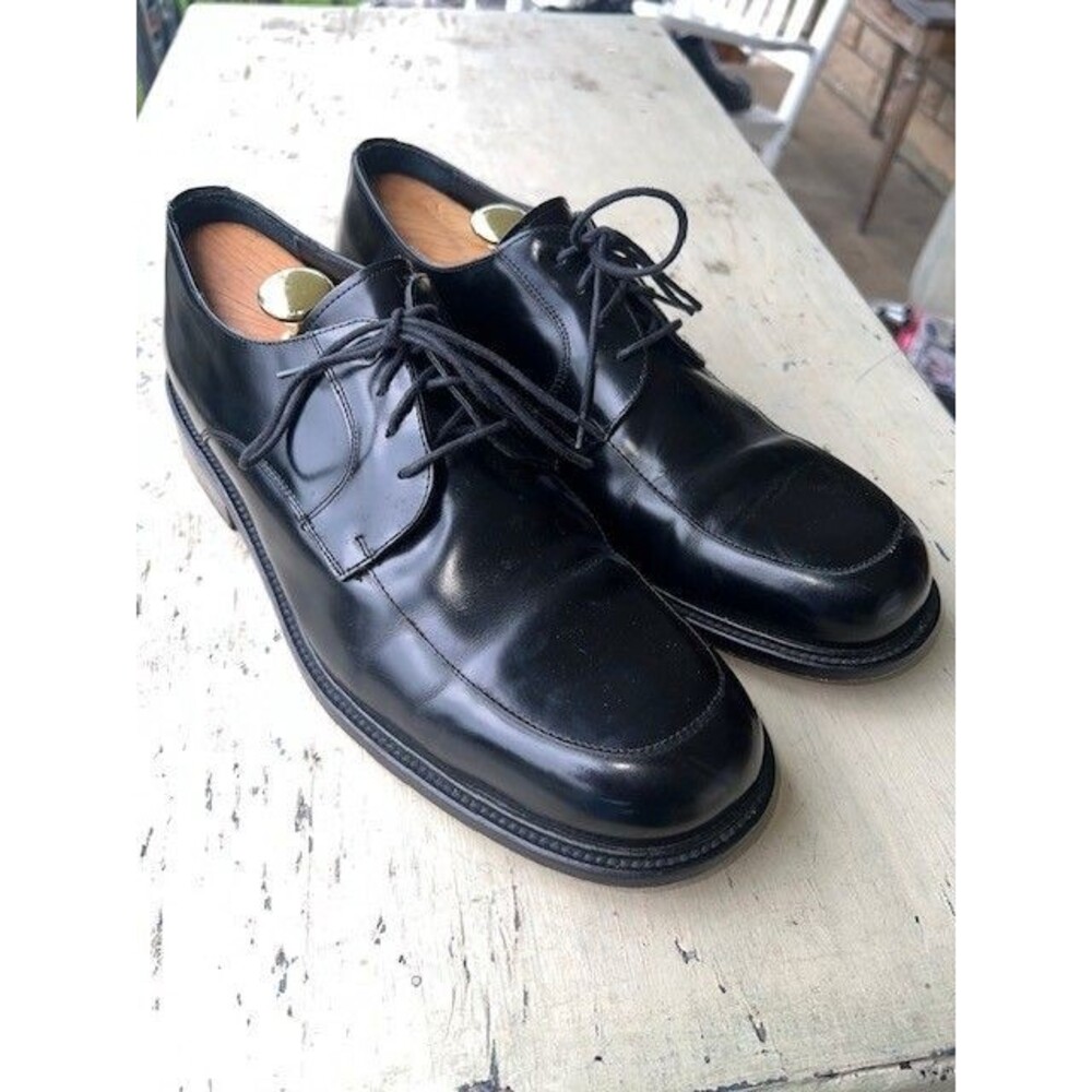 Nettleton Men's 11 1/2M Vtg Black Leather Plain Apron Toe Blucher VGC